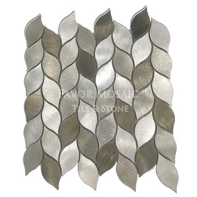 China CLASSIC Home Decorate Gold And Silver Gold Metal Aluminum Foil Mosaic Tiles for sale