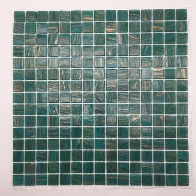 China Wholesale 30X30 CLASSIC non-slip swimming pool glass mosaic tile blue line gold 300 300 green mosaic swimming pool glass mosaic for sale for sale