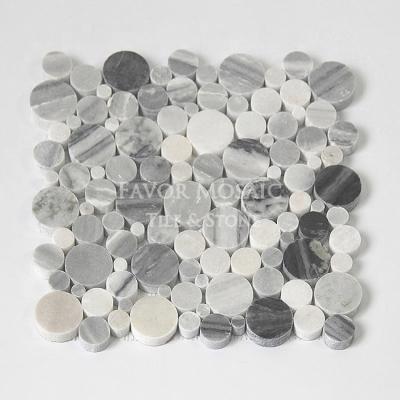 China CLASSIC penny big and small circle round wall using Chinese natural marble mosaic tile for sale