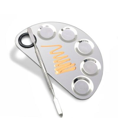 China Everyone Stainless Steel Makeup Palette Mixing Palette With Spatula For Eyeshadow/Nail Polish Color Mixing Dish for sale