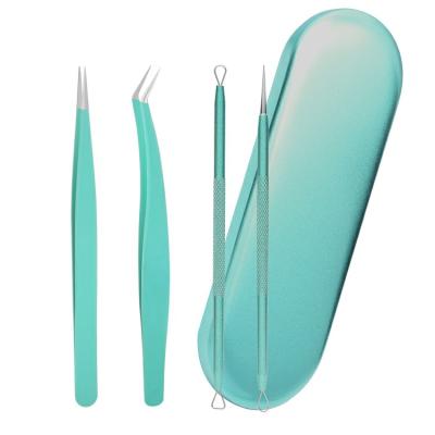 China Stylish Appearance and Complete Portable Pimple Pimple Vision Spoon Acne Lattice Variety Blackhead Acne Needle Tweezers Dual Head Tool Kit for sale