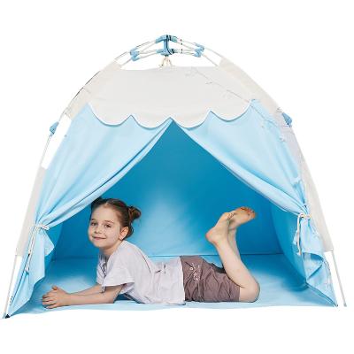 China De Toy Conveniently Folds This Foldable Soft Pink Play Tent / House Toy For Blue Princess Castle Play Tent Indoor And Outdoor Use for sale