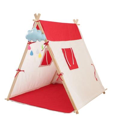 China Soft Toy Red Square Teepee Canvas Tent Princess Tent For Girls for sale