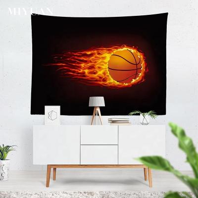 China Modern Custom Flame Basketball Digital 3D Printing Cloth Wall Hanging Background Decorative Tapestry for sale