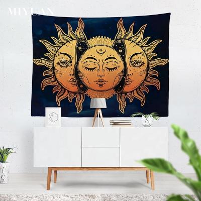 China Modern Custom Hippie Blanket Mandala Tapestry White Black Sun and Moon Wall Hanging Tarot Wall Blankets Dorm Decor for sale