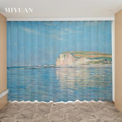 China Blackout Curtain For Bedroom Monet Landscape Oil Painting 3D Art Customized Digital Printed Window Curtains for sale