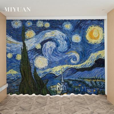 China Custom Famous Van Gogh Painting Art Personality Windows Bedroom Blackout Living Room Starry Sky Printed Blackout Decorative Curtain for sale