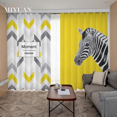 China Wholesale Nordic zebra elk style blackout factory customization geometric pattern printed curtains for living room bedroom for sale