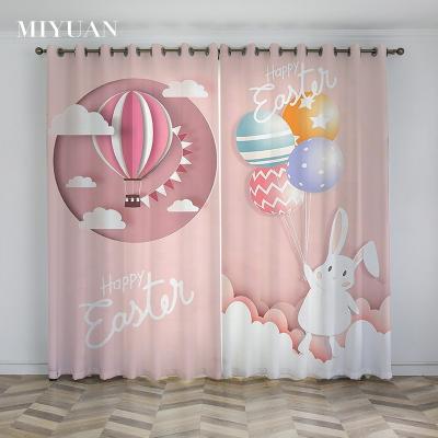 China Blackout 3D Digital Printed New Style Customized Kids Room Modern Pink Animal Cartoon Rabbit Cute Ptined Curtains For Girl Bedroom for sale