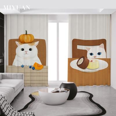 China Blackout Cat Curtains Cute For Living Room Printed Blackout Creative Curtain For Bedroom Cartoon Kids Curtains For Boys Girls for sale