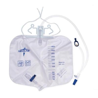 China Clear Front Side For Easy Observation Medline Urinary Drainage Bag With Anti Reflux Tower-4000ml Urinary Drainage Bag With Slide Tap Drainage Port for sale