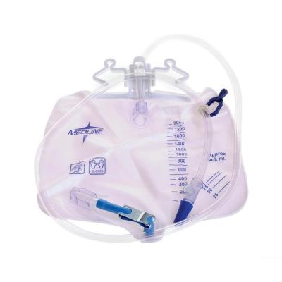 China Transparent Front Side For Easy Observation Medline Urinary Drainage Bag With Anti Reflux Tower-2000ml Medline Drainage Bag With Metal Clamp Drainage Port for sale