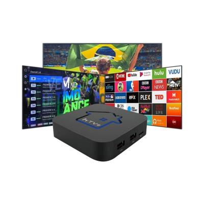 China High quality 2021 new design htv6 tv box brazil world iptv m3u combo set top box usb 2.0/3.0 quad core 7.0 android video game for sale