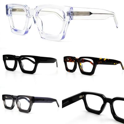 China For Reading Glasses Acetate Optical Square Thick Frames for Men and Women Brand Designer transparent Eyeglasses Frame Retro Reading optical frame for sale