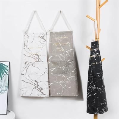 China Creative Style Cotton And Adult Apron Canvas Kitchen Apron Baked Easy To Dry Home Single Layer Clothing Apron Makers for sale