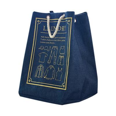 China Fashion Handled Large Carry Reusable Jeans Bag Shoulder Denim Tote Bag Washable Fabric Cotton Reusable Shopping Bag for sale