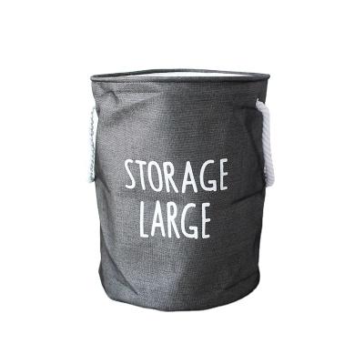 China Viable Gray Circular With Handles Hamper Cotton And Canvas Cartoon Other Folding Storage Basket Laundry Hamper for sale