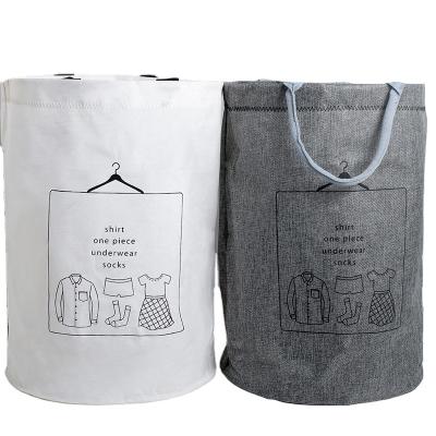 China Sustainable Circular With Handles Basket Cotton And Canvas Bag Cartoon Other Folding Storage Basket Laundry Basket for sale