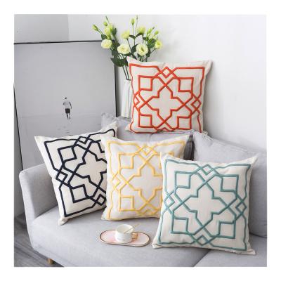 China Living Room Geometryr Anti-Static Embroidery Designs Wholesale Custom 45*45 Tile Covers Home Decor Bed Cushion Case for sale