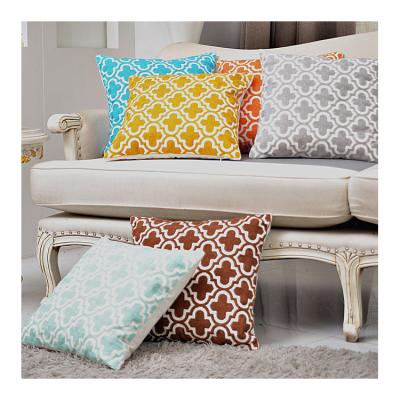 China 2022 Decorative Home Decorative Anti-Static Canvas Embroidery Geometric Cotton Decor Bed Tile Case Cushion Cover Custom for sale