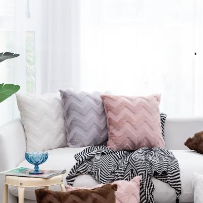 China 2022 New Amazon Style Wave Geometric Plush Pillowcase Soft Cushion Cover Waist Home Decor Bed Tile Case for sale