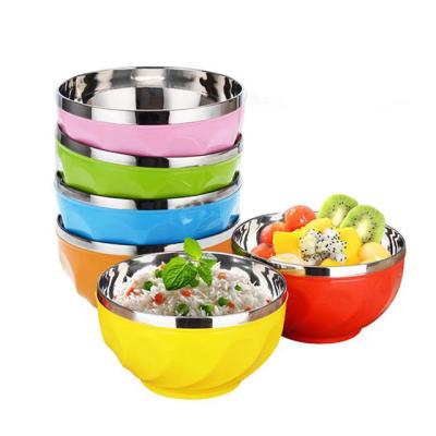 China Hotsale 13OZ 15OZ Lily Bowl Dinner Table Party Viable Plastic Bowl Dinnerware Threaded Stainless Steel Color Soup Bowl for sale