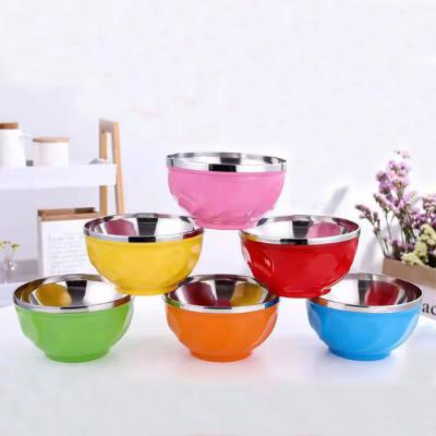 China Viable Hot Sale Factory Wholesale 6pcs Children Colorful Bowl Set 13cm 15cm Stainless Steel Food Bowl for sale