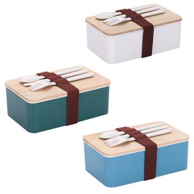 China Freshness Storage Wholesale Lid Eco-friendly Plastic Wooden Food Container with Tableware Japanese Bento Box for School, Office, Outdoor for sale