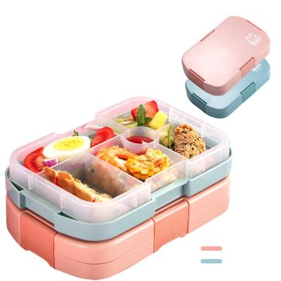 China New Design Sustainable 5 Compartments BPA 2022 Free Customized Lunch Box Sealed Food Container Portable Bento Box For Kids for sale