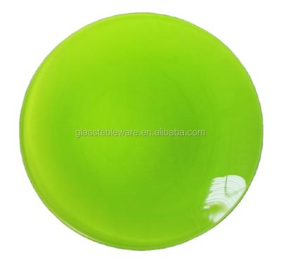 China Round Shape Green Color Tempered Glass Sustainable Dinner Dish for sale