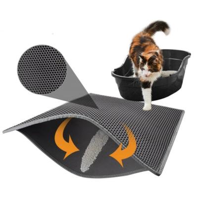 China Pet Stored Cat Litter Mat Waterproof EVA Double Layer Cat Litter Trapping Pet Trash Mat Clean Pad Products For Cats Accessories for sale