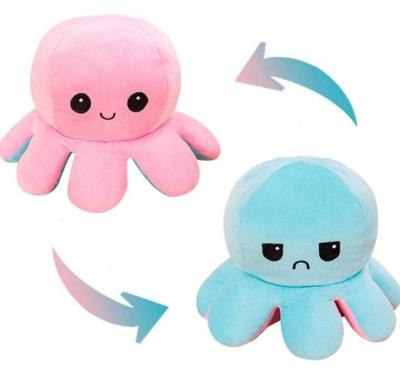 China OEM ODM Viable Made Custom Design Popular Cute Reversible Baby Octopus Plush Toy With Double Mood Face for sale