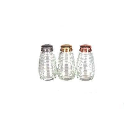 China Custom Stocked Storage Bottles Glass Spice Jar Stainless Steel Lid for sale