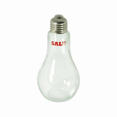 China Stainless Steel Sustainable Cover Transparent Glass Bulb Shape Salt And Pepper Shaker for sale