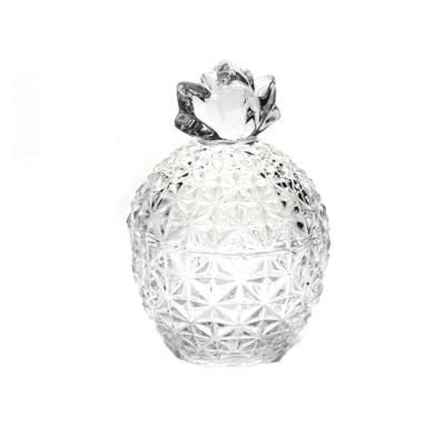 China Sustainable Pineapple Shape Crystal High White Glass Snack Candy Container Storage Jar for sale