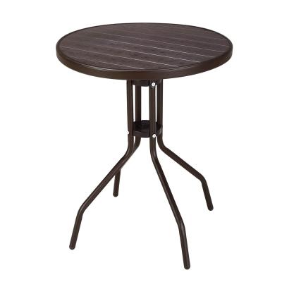 China Wholesale cheap plastic pp garden round folding table with wood grain design for balcony for sale