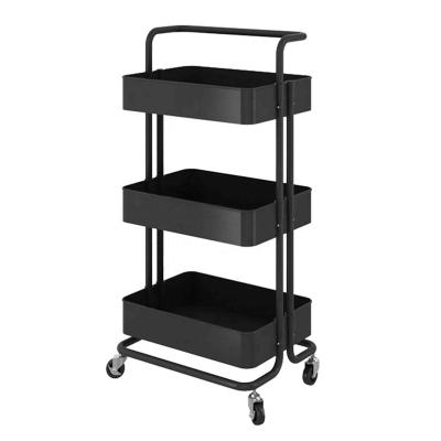 China Eco-friendly Home Bathroom 3 Tiers Powder Coating Steel Kitchen Storage Cart Organizer Cart for sale