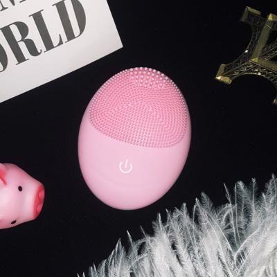 China Acne Treatment Private Label Pink Untrasonic Electric Silicone Sonic Face Cleaning Brush for sale