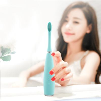 China Portable Dental Green Family Ultrasonic Silicone Electric Toothbrush With Oscillating Bristles for sale