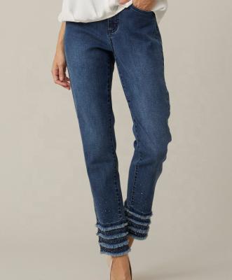 China QUICK DRY factory wholesales skinny slim mid waist jeans women blue washed jeans slim fit for women for sale