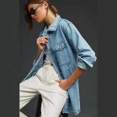 China Breathable High Quality Long Sleeve Jacket Leisure Denim Lightweight Regular Long Shirt XL For Women for sale