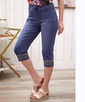 China High Waisted Waterproof Ethnic Women's Young Girls Jeans Embroidery Style Trend Jeans Women's Casual Pants Handsome for sale