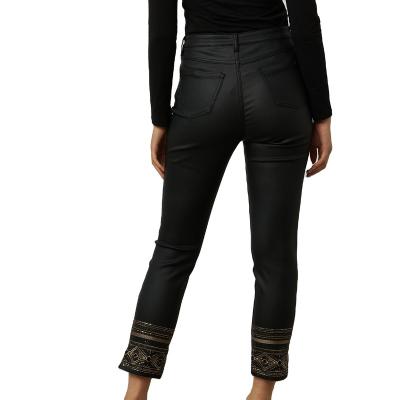 China New Fashion Bleach QUICK DRY Stone Wash Full Skinny Black With Denim Women And Ladies Jeans for sale