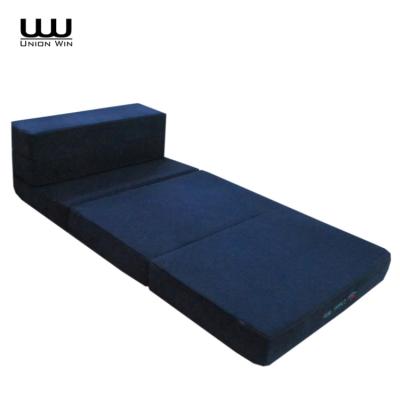 China Foldable Hot Selling Living Room Navy Blue Velvet Fabric Foam 5-Folding Sofa Bed Mattress Cover With Removable for sale