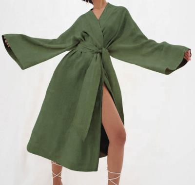 China Breathable Oversized Kimono Robe Jacket Kimono Wrap Linen Robe for sale