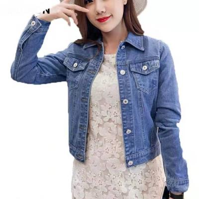 China Wholesale Breathable White Black Blue Denim Jacket Fashion Women Clothing Denim Lattice Jacket For Women 0.6kg Per PC for sale