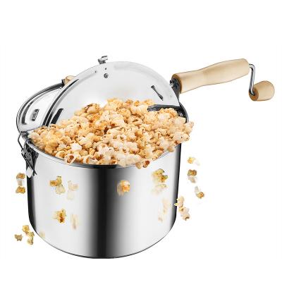 China Easy Operation Stovetop Aluminum Popcorn Popper With Spinner Stovetop Popcorn Popper With Handle Removable Aluminum Popcorn Popper With Spinner for sale