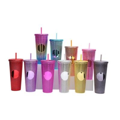 China Sustainable Portable 710ml 24oz BPA Free AS Food Grade Plastic Laser Straight Wall Customized Clean Water Bottle Tumblers With Straw for sale