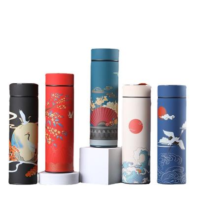 China Business 17 Ounce 500ml Vacuum Gradient Color Smart Booster Thermos Flask Led Digital Temperature Display Stainless Steel Water Cup Bottle for sale