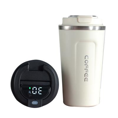 China Stainless Steel Vacuum Wall Double Wall Coffee Mug Stored Intelligent Temperature Controlled Cups With Temperature Display Led Lid for sale